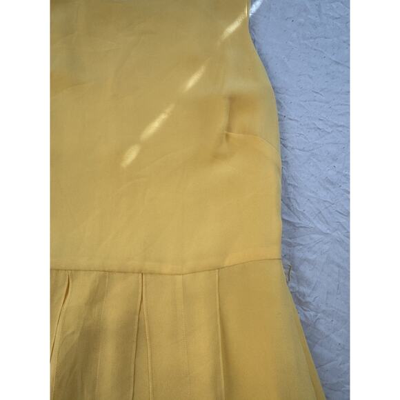TALBOTS Vintage 100% Pure Silk Sleeveless Pleated Dress Yellow Size 10  - Picture 13 of 16